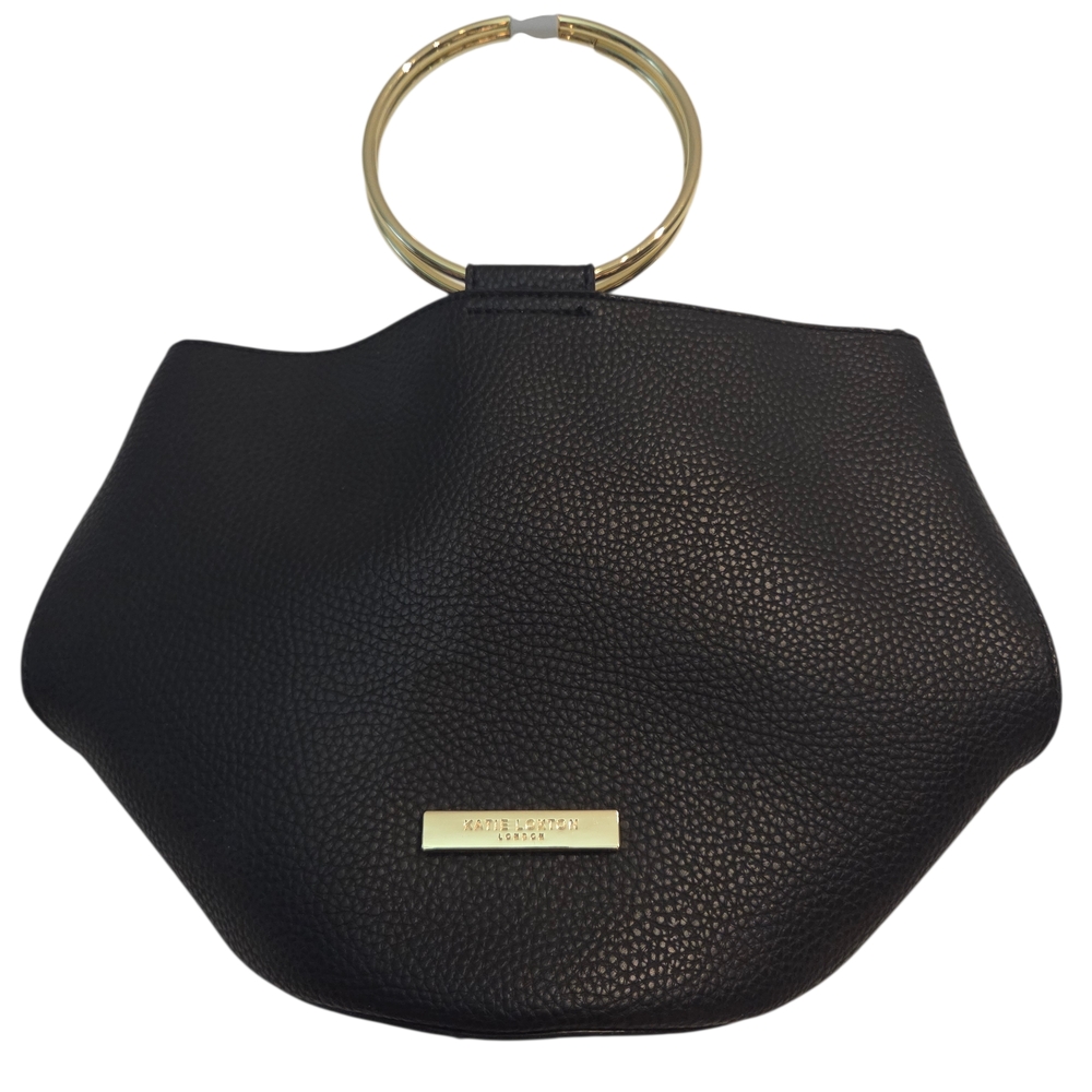 Katie Loxton London Chic Black Clutch Bag Purse with Gold Ring